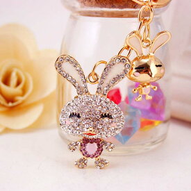 ウサギモチーフ ラビット キーホルダー チャーム キラキラ ゴージャス エレガント 上品 可愛い お洒落 ラインストーン 光る 装飾