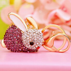 うさぎモチーフ キーホルダー 卵年 ウサギ 兎 キラキラ ラインストーン 光る チャーム ゴージャス エレガント 上品 可愛い おしゃれ 装飾