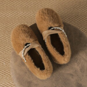 デコラティブファーローファー ファーローファー ファー ローファー ボア フラットヒール パール キラキラ ラインストーン 装飾 暖か ふわふわ もこもこ ふわもこ 可愛い お洒落 22cm-26cm 大