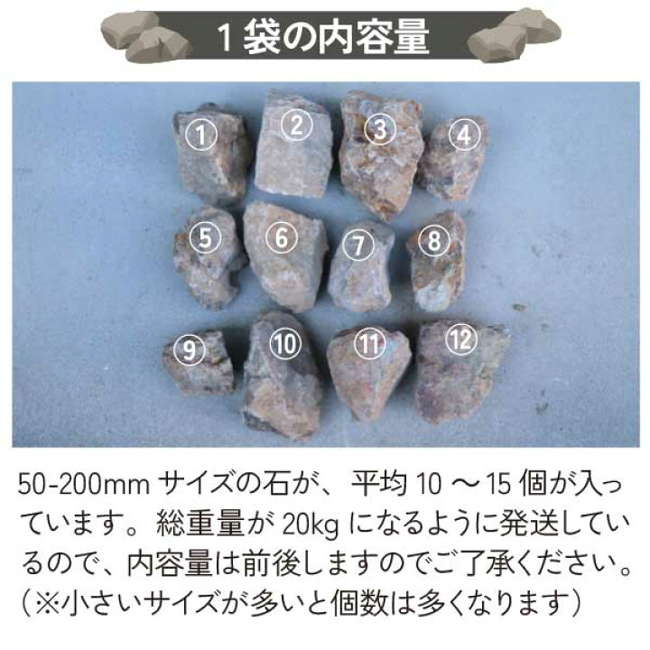 楽天市場】岐阜石 割栗石 チャート石 Sサイズ 50-200mm 20kg/袋 国産 
