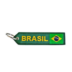 ブラジル国旗刺繍＆BRASILレタリング 両面デザインキーホルダー