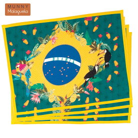 ブラジル国旗ランチマット4点セット フルーツ＆トロピカルバード スクエアランチョンマット MUNNY by Malagueta