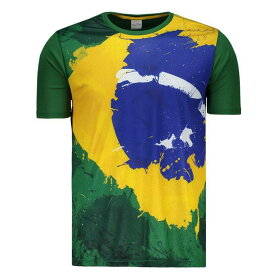 【BRASIL】アートタッチブラジル国旗デザインTシャツ | グリーン