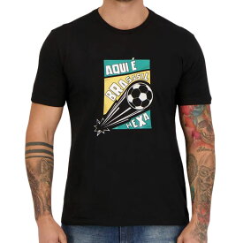 AQUI E BRASIL HEXA ブラジルサッカーデザインTシャツ ブラック