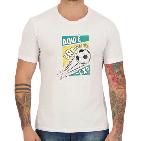 AQUI E BRASIL HEXA ブラジルサッカーデザインTシャツ ホワイト