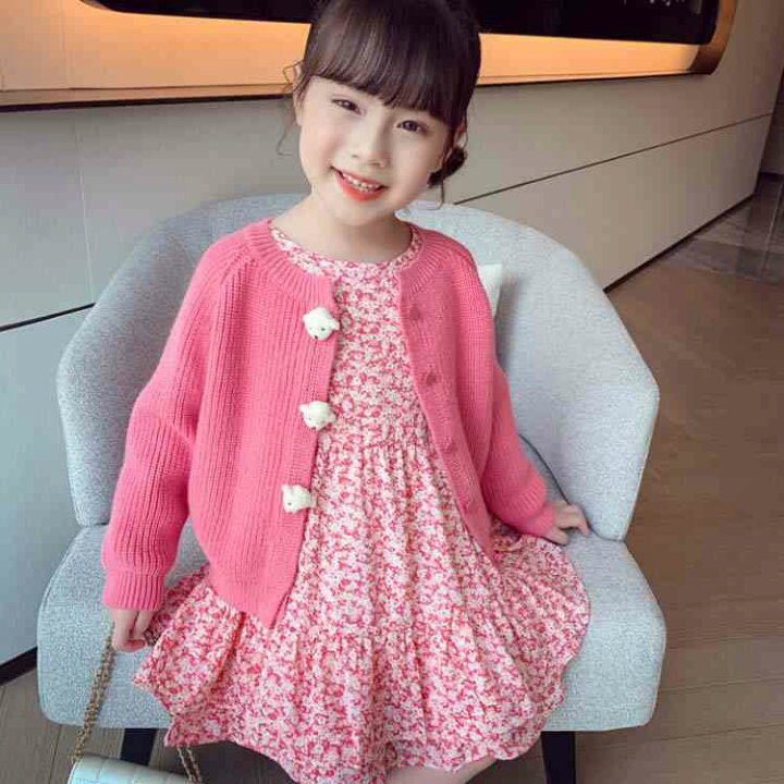 ベビー カーディガン アウター ジャージ 女の子 キッズ コート ニット Uネック ベビー服 長袖 ジュニア トップス セーター