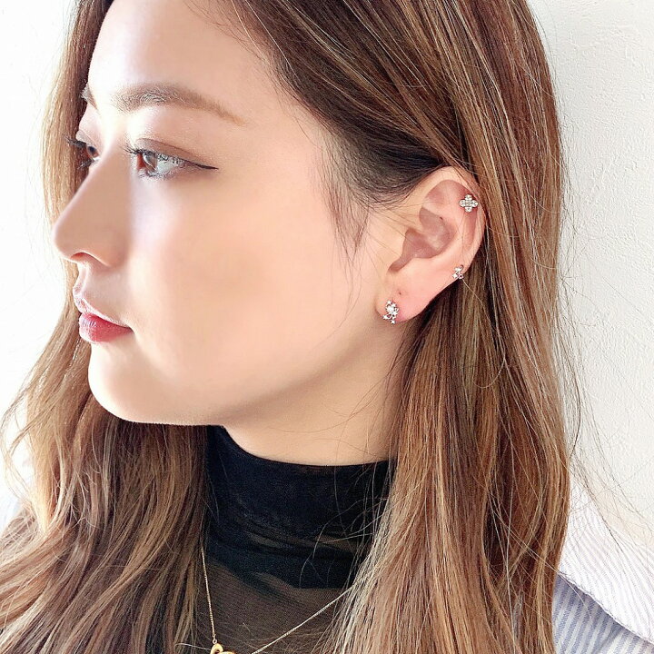 楽天市場 ボディピアス 軟骨ピアス 16g 幸運のお守り 大人かわいい Cz パヴェ クローバー 四葉 ヘリックス 0962 Spicylips
