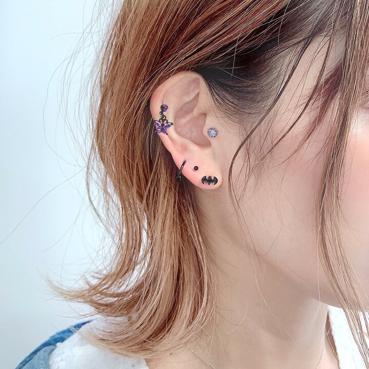 楽天市場 ボディピアス 軟骨ピアス 14g 16g お洒落に華やぎプラス ゆらゆら艶バタフライ 0601 Spicylips
