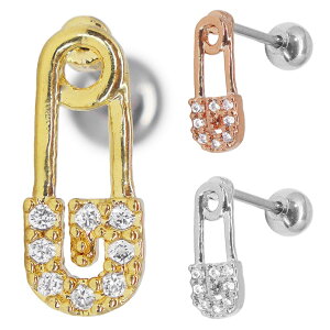 安全ピン ボディピアス サージカルステンレス ジルコニア ストレートバーベル 976