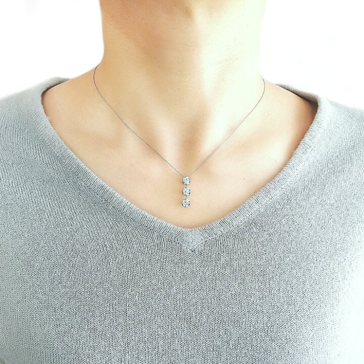 楽天市場】ダイヤモンド ネックレス 合計0.5ct プラチナ Pt900 ダイヤ3 