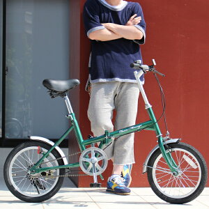折りたたみ 自転車 16インチ クラシックミムゴ　シンプル 16インチ 折りたたみ自転車 グリーン X0111 0228 新生活 プレゼント