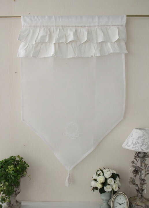 激安大特価 決算sale 9 1まで レース カーテン カフェカーテン 90 1cm ギュピールレース ホワイト刺繍 レース刺繍 Fee Blanche フィブランシェ U2 花刺繍 ヨーロピアン おしゃれ アンティーク エレガント ロココ Fucoa Cl