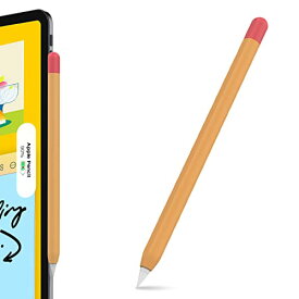 AhaStyle 超薄型 Apple Pencil 2 シリコン保護ケース Apple Pencil 第二世代のみに適用 ツートンカラー (オレンジ 赤)
