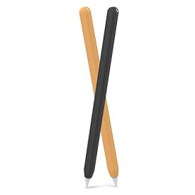 AhaStyle 超薄型 Apple Pencil 2 シリコン保護ケース Apple Pencil 第二世代のみに適用 二本セット (黒，オレンジ)