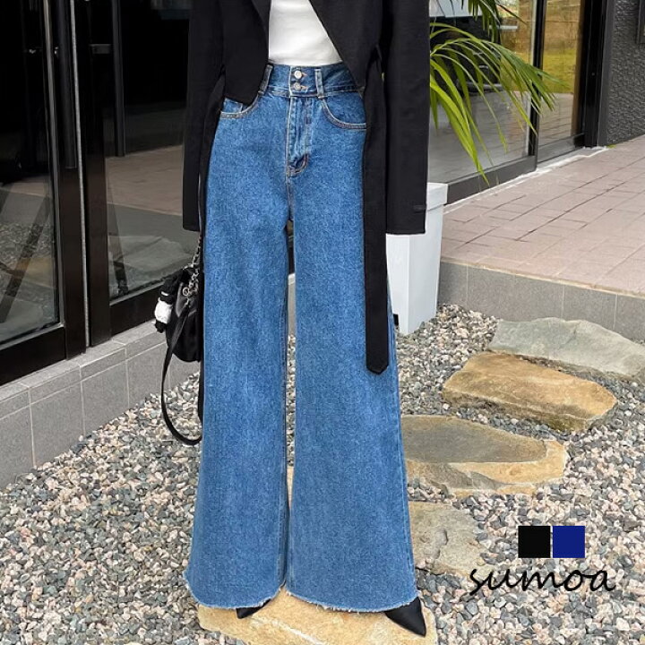 楽天市場】ハイウエストデニムパンツ ハイウエスト デニム フレア  