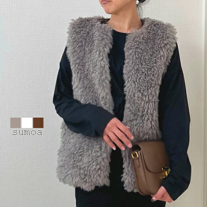 楽天市場 ファーベスト ベスト ジレ プードルファー ロングベスト ロングベスト ボア エコファー レディース アウター 羽織 コート ジャケット 秋冬 通勤 Ol 無地 厚手 シンプル 防寒 起毛 ロング丈 ファー フェイク ノースリーブ Sumoa