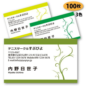 【名刺 作成 名刺 印刷】植物柄の名刺-2 100枚【デザイン 制作】【送料無料】 ショップカード ポイントカード スタンプカード