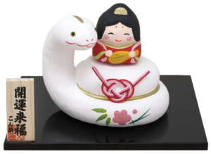 干支の置物 巳年 お正月飾り 開運萬福 干支巳 干支張子巳 巳乗り弁財天 〈2025年 二〇二五年 令和7年 令和七年 蛇年 新年 迎春 十二支・十二獣 み・へび・ヘビ 干支飾り 玄関飾り 室