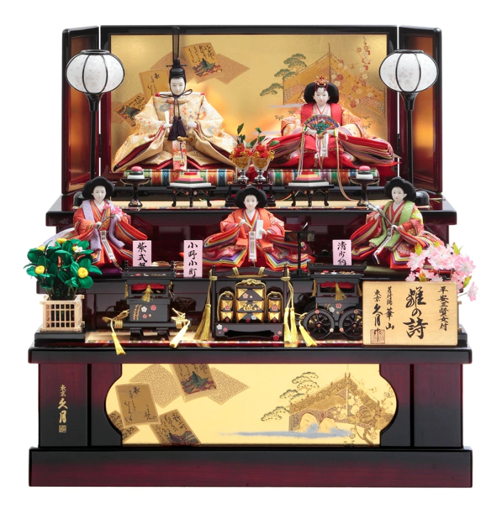 楽天市場】送料無料 久月作 着付師：華山 雛人形 駿河古典蒔絵 平安三