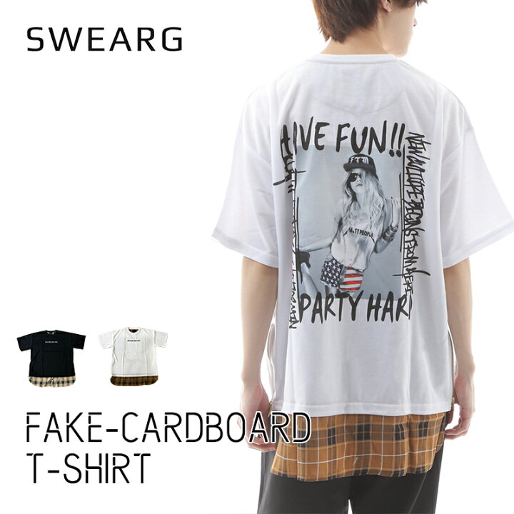 楽天市場 Outlet メンズ tシャツ ビッグシルエット 重ね着風 つけ袖 ビック 大きい ガールフォトプリント おしゃれ ゆったり チェック トップス ティーシャツ 夏 韓国 Kファッション レイヤード オルチャン 個性的 派手 半袖 ルームウェア ブラック 黒 ホワイト 白 Swearg 楽天市場 Outlet メンズ tシャツ ビッグシルエット 重ね着風 つけ袖 ビック 大きい ガールフォトプリント おしゃれ ゆったり チェック トップス ティーシャツ 夏 韓国 Kファッション レイヤード オルチャン 個性的 派手 半袖 ルームウェア ブラック 黒 ホワイト 白 Swearg