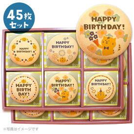 誕生日 お菓子 ねこ メッセージクッキーお得な45枚セット 箱入り お礼 プチギフト 個包装
