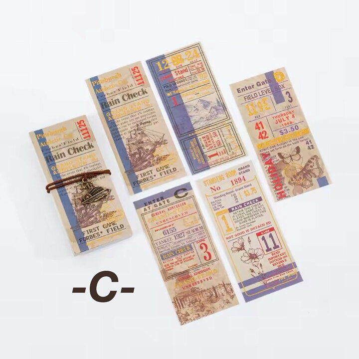 楽天市場】箔押しTICKETpaper(k43)50枚綴 チケット 切符 タグ 箔押し  