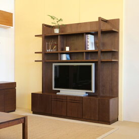 LIVWOOD フラックス テレビ台 180cm テレビボード ローボード ブラウン ウォールナット 幅 174 奥行45 高さ190mm 国産 日本製 完成品 北欧 テレビラック 壁面収納