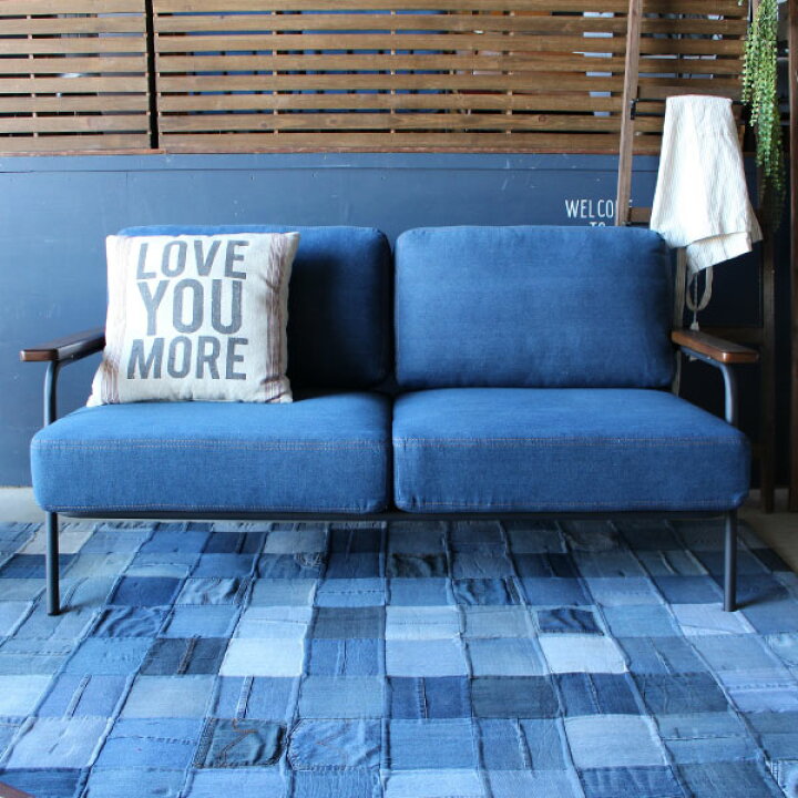 楽天市場】デニム ソファ 2人掛け 2P 肘付き ナチュラルヴィンテージ  