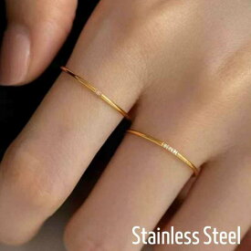 ステンレスリング サージカルステンレス製シンプル 2スタイルCZゴールドカラー 1mm幅リング 金属アレルギー対応 リング ステンレス ゴールドリング リング 指輪