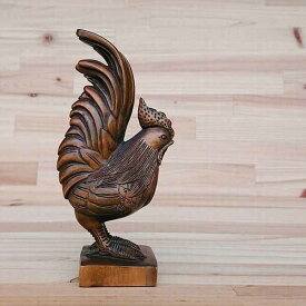 オブジェ 置き物 インテリア雑貨 家具 インテリア 銘木ツゲ材 木彫りの鶏 A 工芸品 木彫品 手彫りの鶏 鶏 手彫り 一つ一つ表情が異なる 一つとして同じものなし 毛並みまで彫りこみ 精巧な一品