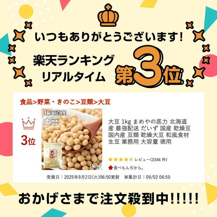 楽天市場】大豆 1kg まめやの底力 北海道産 最強配送 だいず