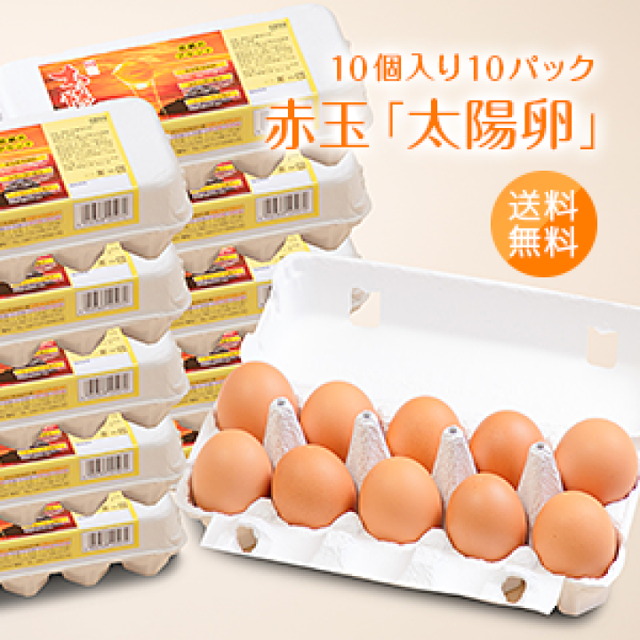 楽天市場】九州産赤玉「太陽卵（10個入10パック）」送料無料 家庭用