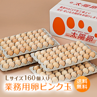 業務用「太陽卵ピンク玉Lサイズ（160個入り）」送料無料 家庭用 業者用 箱買い まとめ買い 朝採れ 格安 …