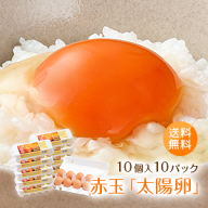 九州産赤玉「太陽卵（10個入10パック）」送料無料 家庭用 小分け 朝採れ 長崎産 たまご タマゴ 玉子 生卵…