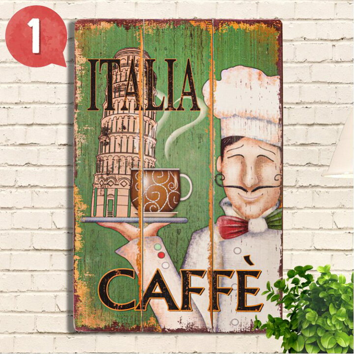楽天市場】【現品限り】 絵画 インテリア 木製看板60 カフェ イタリア 