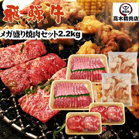 【送料無料】 飛騨牛 メガ盛り 焼肉セット 2.2kg (3種類) 牛肉 牛タン 牛ホルモン ラムイチ ランプ イチボ ランイチ 大人数 大容量 バーベキュー肉 バーベキューセット BBQセット