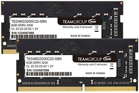 Team ノートPC用メモリ SO-DIMM DDR4 3200MHz PC4-25600 8GBx2枚組 16GBkit 日本国内無期限正規保証