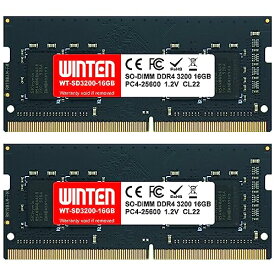 WINTEN ノートPC用 メモリ 32GB(16GB 2枚) PC4-25600(DDR4 3200) 製品5年保証 DDR4 SDRAM SO-DIMM Dual 内蔵メモリー 増設メモリー WT-SD3200-D32GB 5642