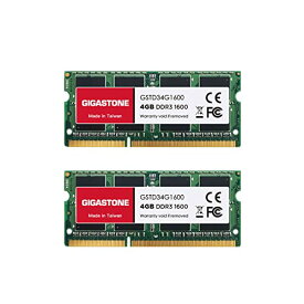 メモリ DDR3 Gigastone ノートPC用メモリ DDR3 4GBx2枚 (8GB) DDR3-1600MHz PC3-12800 CL11 1.35V SODIMM 204 Pin Unbuffered Non-ECC Memory Mod