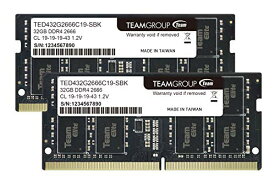 Team ノートPC用メモリ SO-DIMM DDR4 2666MHz PC4-21300 32GBx2枚組 64GBkit 日本国内無期限正規保証