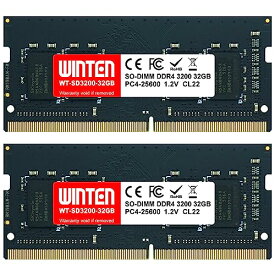 WINTEN ノートPC用 メモリ 64GB(32GB 2枚) PC4-25600(DDR4 3200) 製品5年保証 DDR4 SDRAM SO-DIMM Dual 内蔵メモリー 増設メモリー WT-SD3200-D64GB 5688