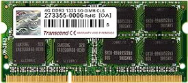 Transcend ノートPC用メモリ PC3-10600 DDR3 1333 4GB 1.5V 204pin SO-DIMM TS512MSK64V3N