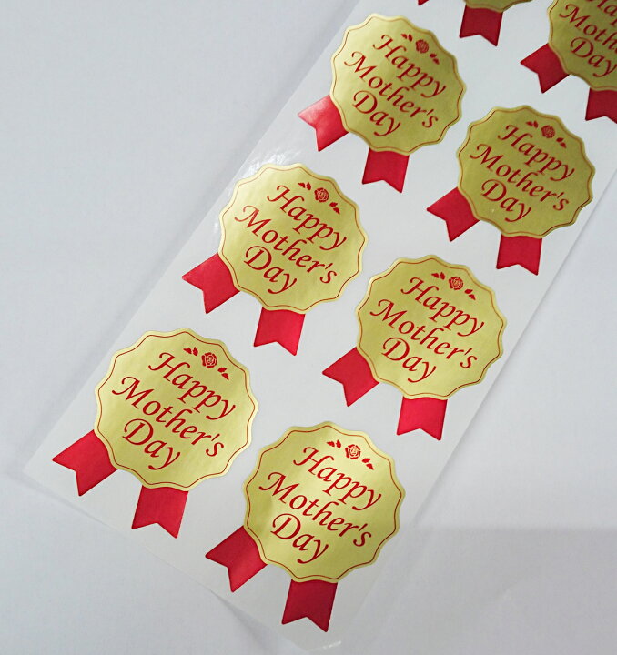 楽天市場 母の日シール Happy Mother S Day 母の日ギフトラッピングシール リボン型 赤 10枚入 K 036 メール便送料無料 メイドインたんたん