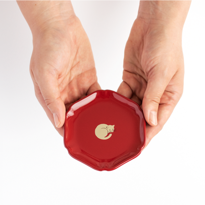 楽天市場】小皿 l まんまる猫 輪花皿 抗菌 抗ウイルス 越前漆器 越前塗