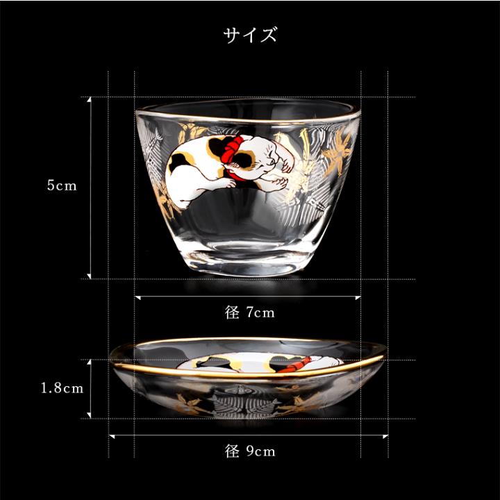 楽天市場】グラス セット l 江戸猫ぐらす 盃 ＆ 豆皿 歌川国芳 浮世絵