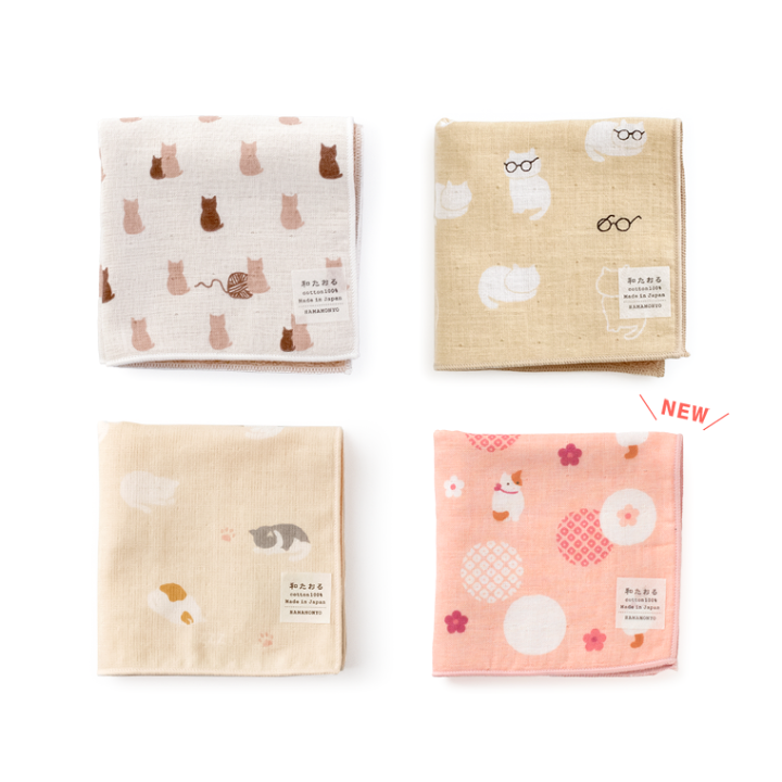 楽天市場】ハンカチ l ねこ セミウォッシュ 和たおる 【4点セット