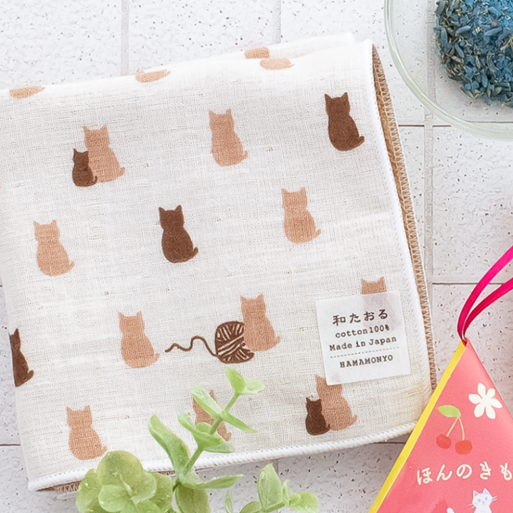 楽天市場】ハンカチ l ねこ セミウォッシュ 和たおる 【4点セット