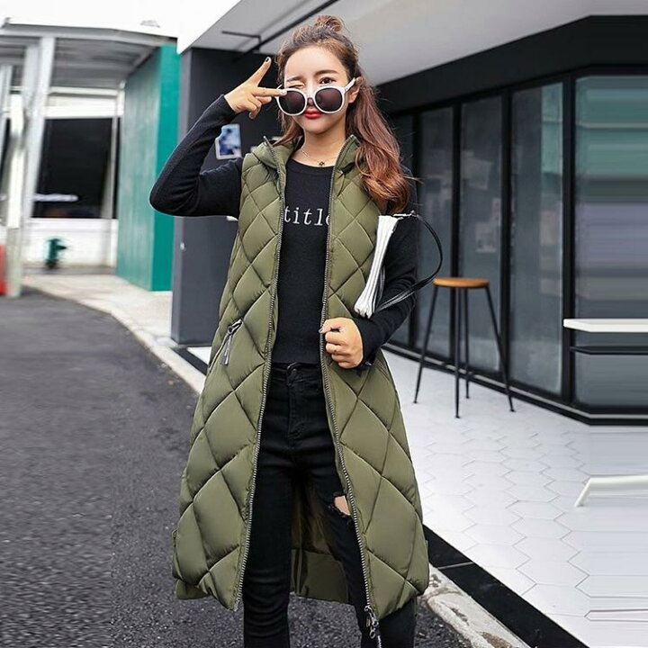 楽天市場】中綿ベスト ロング レディース キルティングベスト キルト  