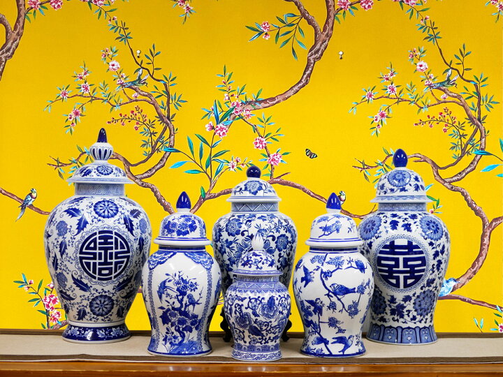 楽天市場】THE-SECRET-GARDEN Blue & White 青白陶器蓋付壷 飾り壺 
