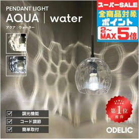 【18日限定ポイント3倍】【電球なし選択可能】ペンダントライト ガラス アクア AQUA 北欧 おしゃれ LED 電球色 引掛けシーリング ダクトレール 吊り下げ 天井照明 水面 影 波紋 揺らぎ 氷 透明 モダン アンティーク ダイニング トイレ 階段 キッチン 玄関 リビング